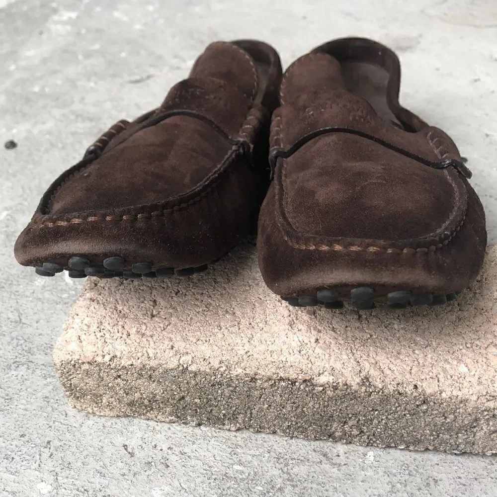 Louis Vuitton suede slip ons